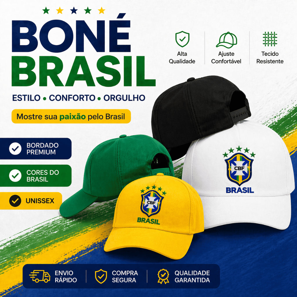 Boné Brasil Premium - Leve 2 Pague 1 (Só Enquanto Durar o Estoque)