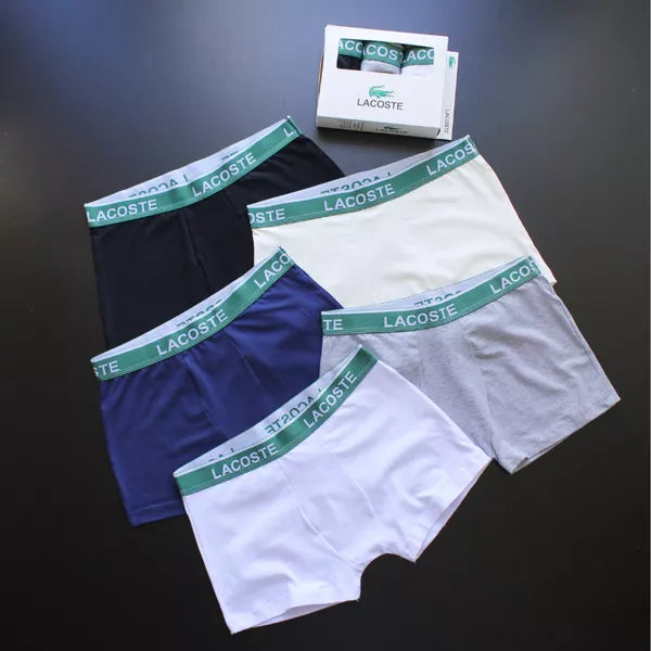 CUECA BOX MASCULINA LACOSTE - COMPRE 1, LEVE 3 - CÓS VERDE - CORES VARIADAS