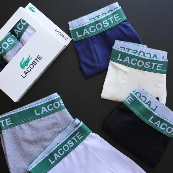 CUECA BOX MASCULINA LACOSTE - COMPRE 1, LEVE 3 - CÓS VERDE - CORES VARIADAS