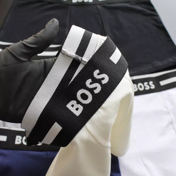 CUECA BOX MASCULINA BOSS - COMPRE 1, LEVE 3 - CÓS PRETO - CORES VARIADAS