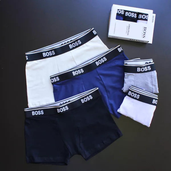 CUECA BOX MASCULINA BOSS - COMPRE 1, LEVE 3 - CÓS AZUL E CORES VARIADAS