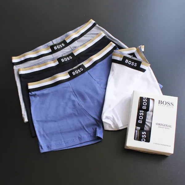 CUECA BOX MASCULINA BOSS - COMPRE 1, LEVE 3 - CORES VARIADAS