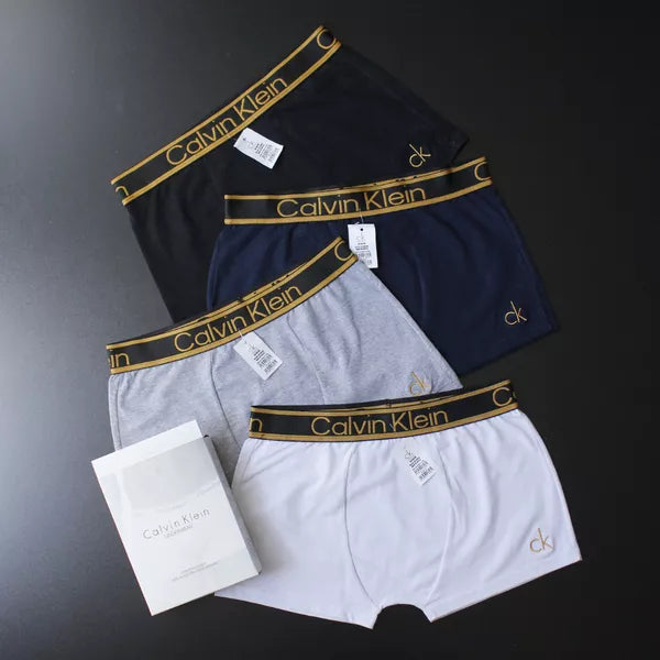 CUECA BOX MASCULINA CALVIN KLEIN - COMPRE 1, LEVE 3 - CORES VARIADAS - CÓS DOURADO