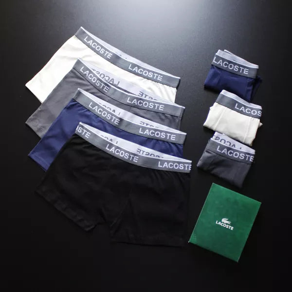 CUECA BOX MASCULINA LACOSTE - COMPRE 1, LEVE 3 - CORES VARIADAS - CÓS CINZA