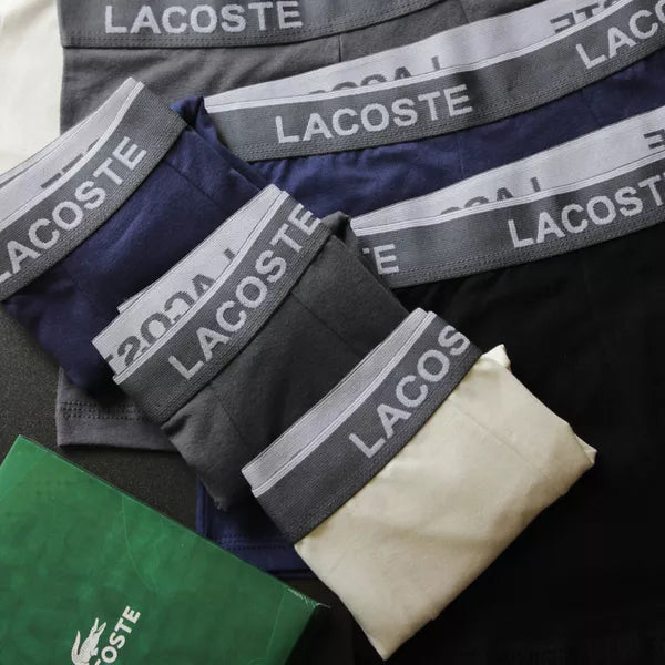 CUECA BOX MASCULINA LACOSTE - COMPRE 1, LEVE 3 - CORES VARIADAS - CÓS CINZA
