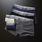 CUECA BOX MASCULINA LACOSTE - COMPRE 1, LEVE 3 - CORES VARIADAS - CÓS CINZA