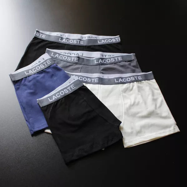 CUECA BOX MASCULINA LACOSTE - COMPRE 1, LEVE 3 - CORES VARIADAS - CÓS CINZA