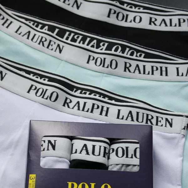 CUECA BOX MASCULINA RALPH LAUREN - COMPRE 1, LEVE 3 - CORES VARIADAS - CÓS BRANCO