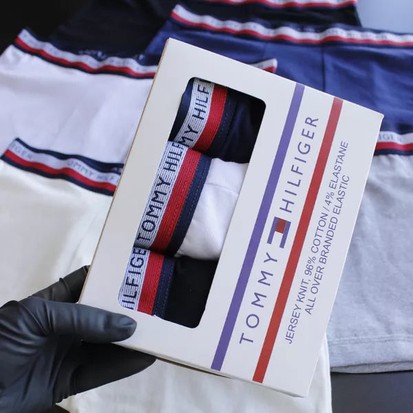 CUECA BOX MASCULINA TOMMY HILFIGER - COMPRE 1, LEVE 3 - CORES VARIADAS