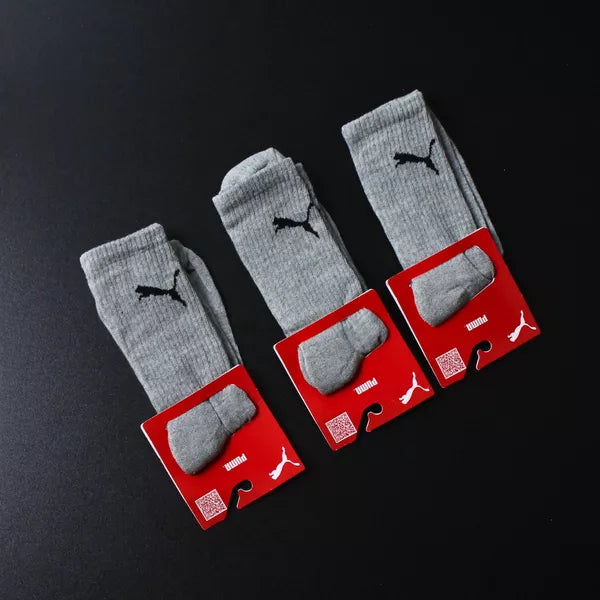 MEIA CANO ALTO PUMA - 3 PARES - CORES VARIADAS